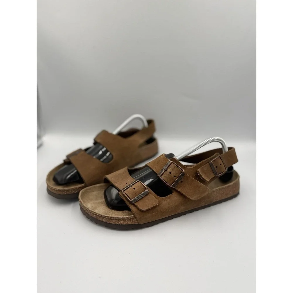 Betula Birkenstock 285 Double Strap Sandals EU 44 9.5 M11 Dark Brown Backstrap